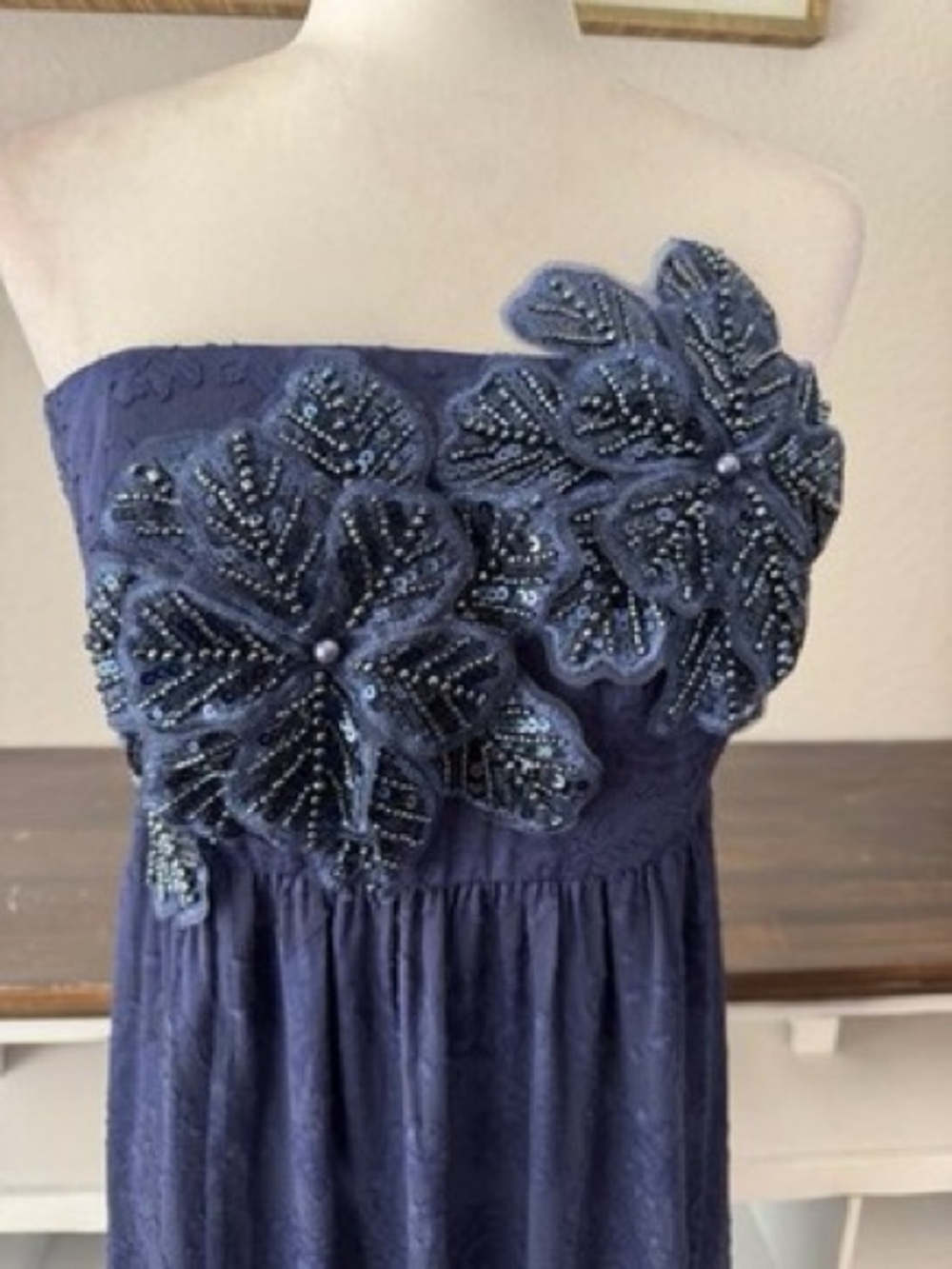 Lilly Pulitzer Mollylynn Clip Maxi Dress Navy Applique Beaded NWOT - Picture 3 of 9